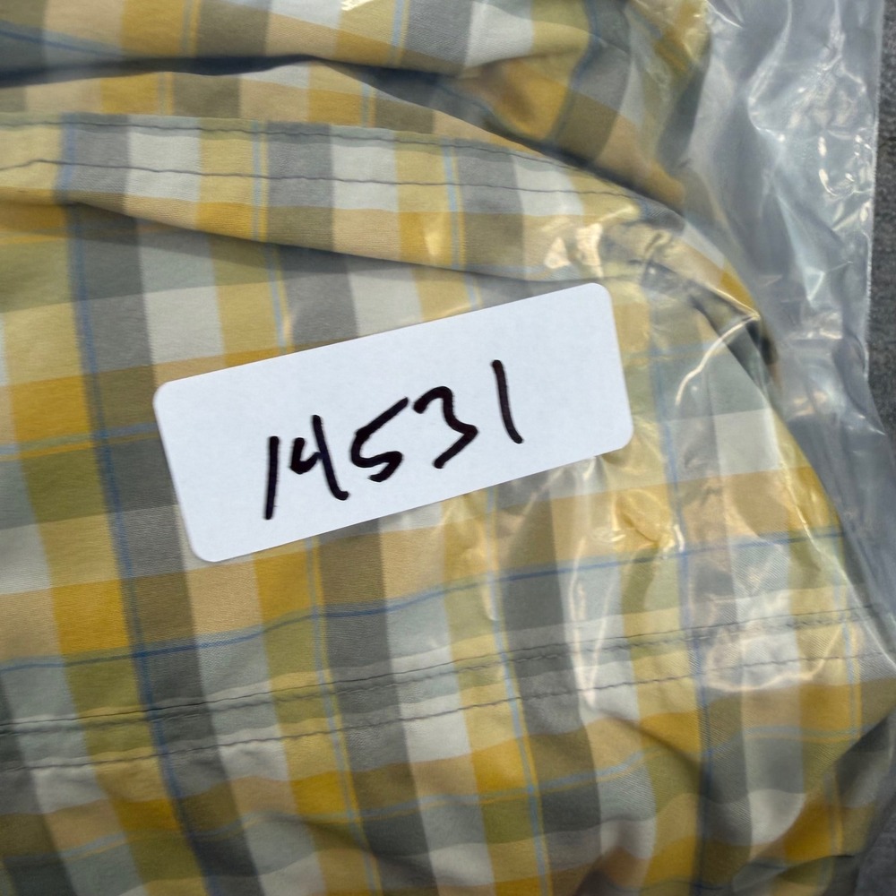 REI Fishing Shirt Mens XL Gray Yellow Plaid Short Sleeve Mesh Vented Hiking - Picture 8 of 8